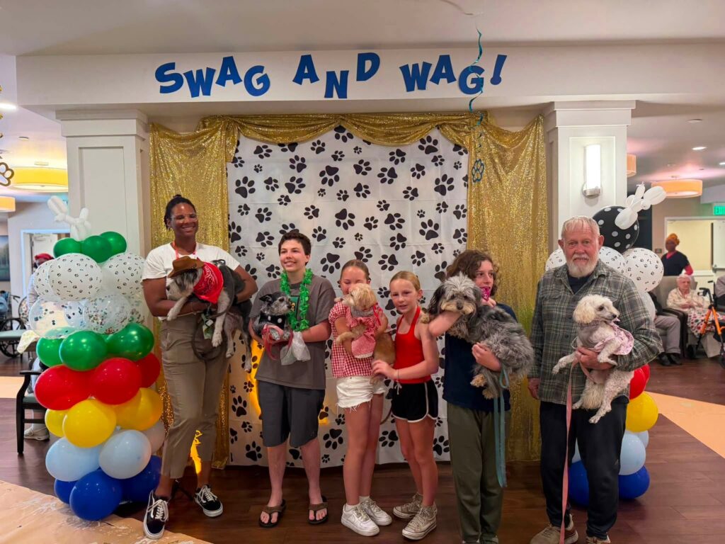 Pet activity at Argento assisted living facility near Beverly Hills